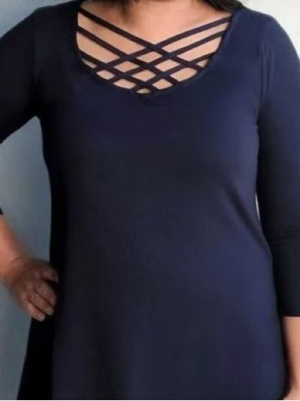 ✨ Zenana Outfitters Blue Asymmetrical 3/4 Sleeve Tunic